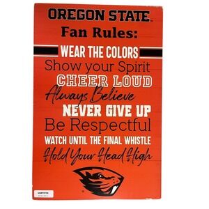 Oregon State Fan Rules Wooden Wall Decor Orange Black Beavers